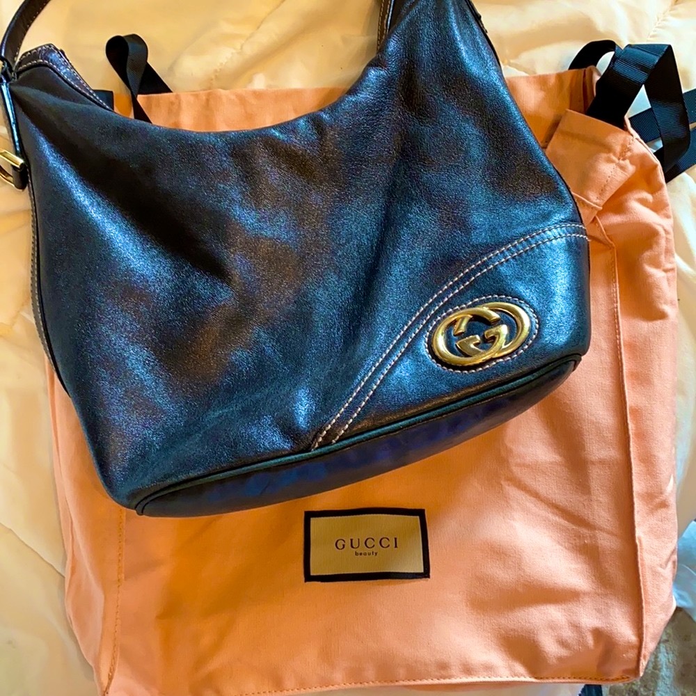 Gucci Black Medium Guccissima Leather Britt Hobo - Picture 14 of 14
